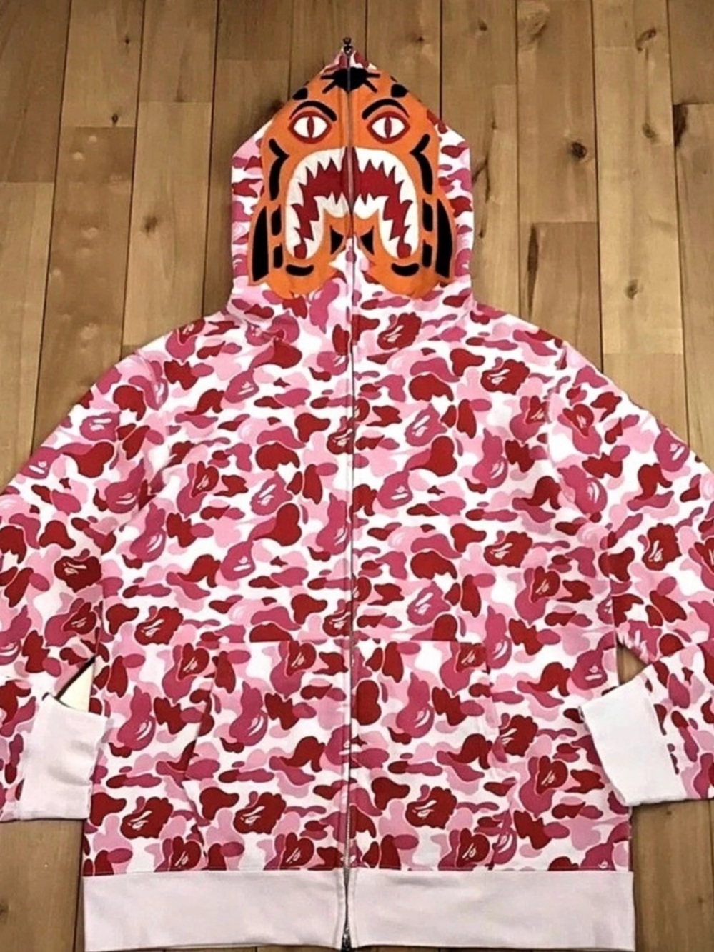 A Bathing Ape Shark Full Zip Hoodie Pink XL Like New